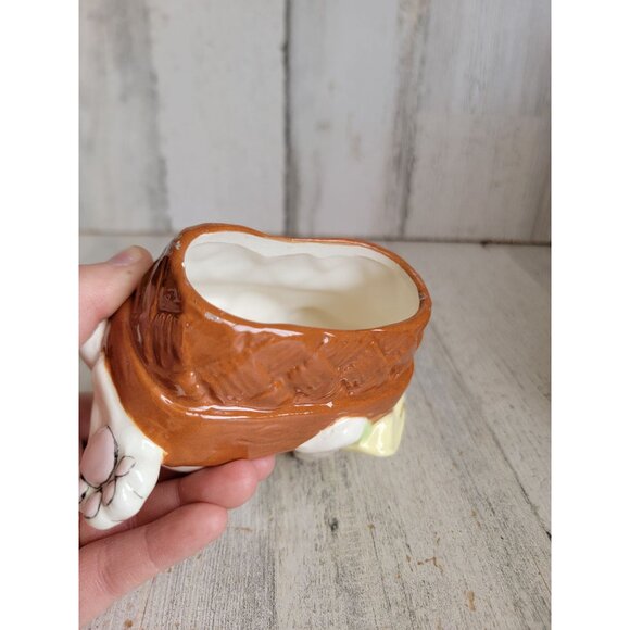 Vintage sleeping ceramic Easter bunny barrel home decor spring white unique - Picture 7 of 7